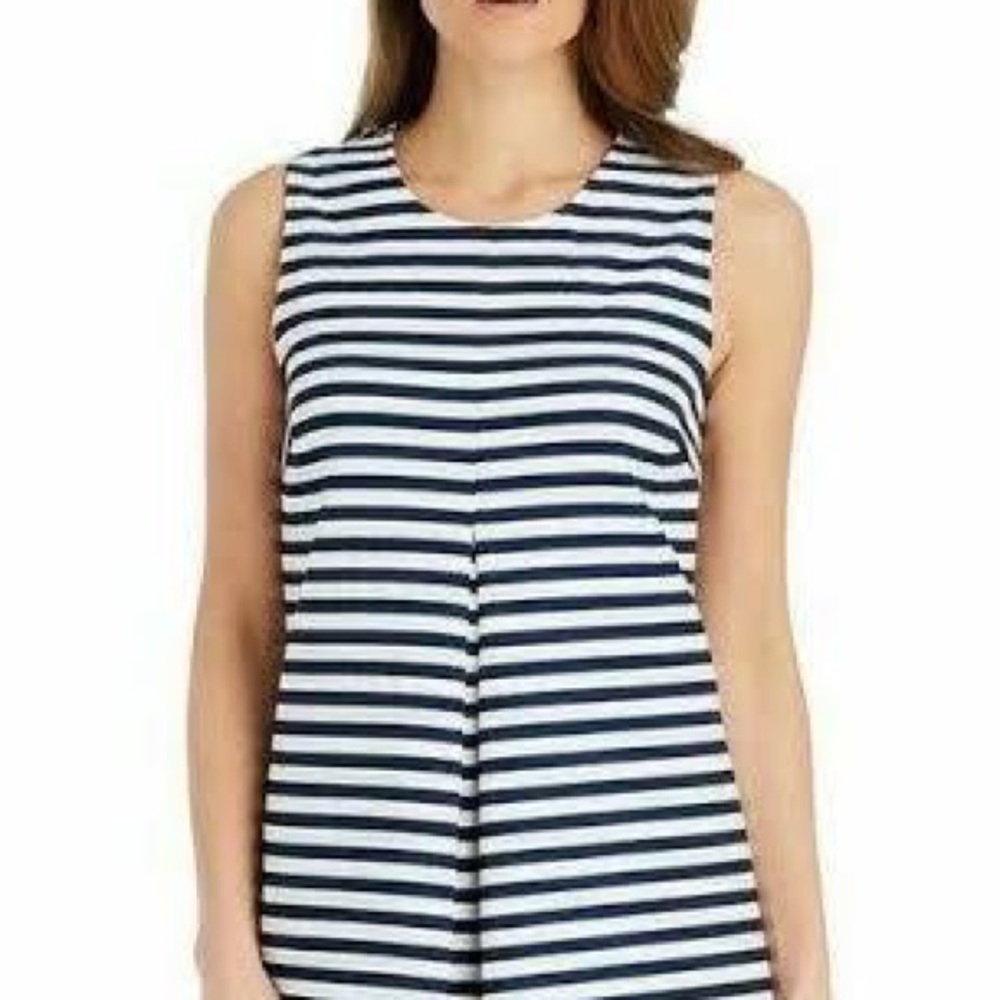J. McLaughlin Tracy Blue & White Stripe Shift Dress (M) - Picture 2 of 12